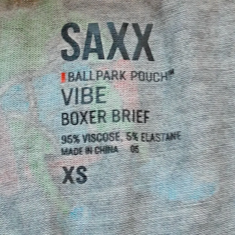 SAXX-Vibe Ballpark Pouch VIBE Boxer Brief. pants Drunk, Grey/Green, Size XS,NWOT